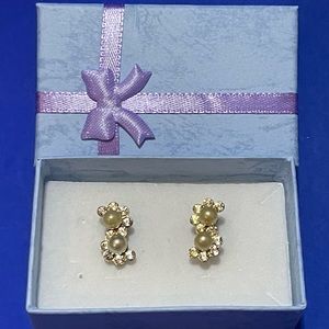 Vintage Crystal and Pearl Clip Earrings